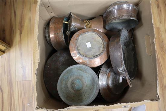 A quantity of mixed copper wares